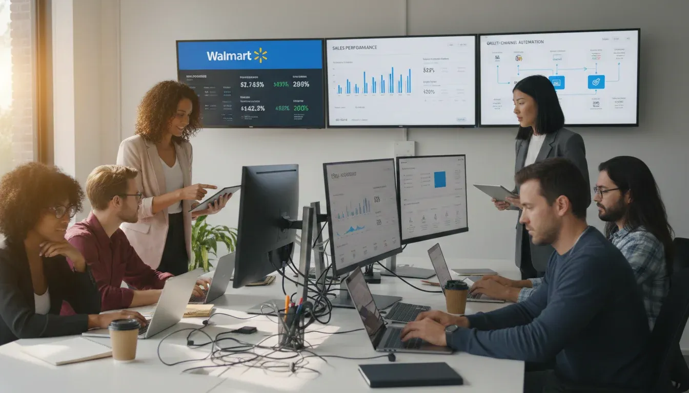 Office space with desk computers 