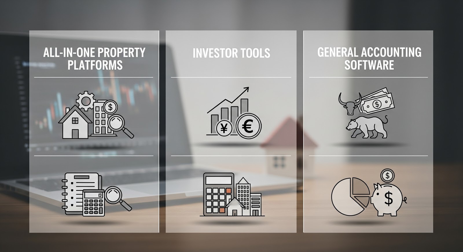 An illustration comparing all-in-one platforms, investor tools, and general accounting software.
