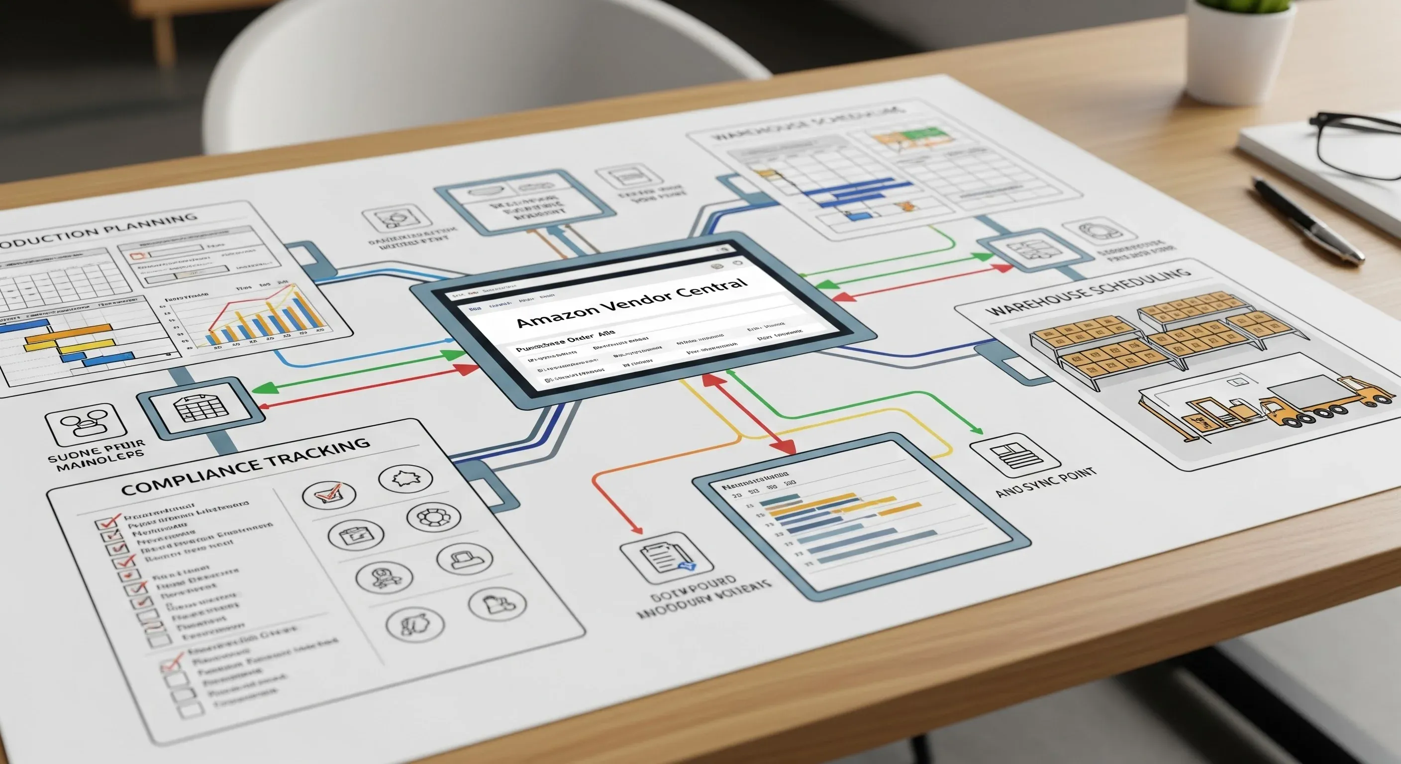 An image of Amazon Vendor Central purchase order and compliance workflows.