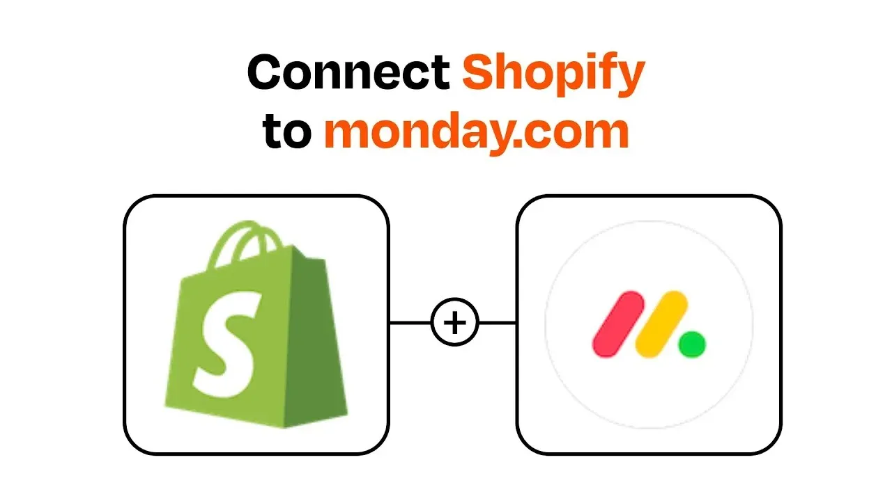 An image of Shopify and Monday.com logos connected through integration.