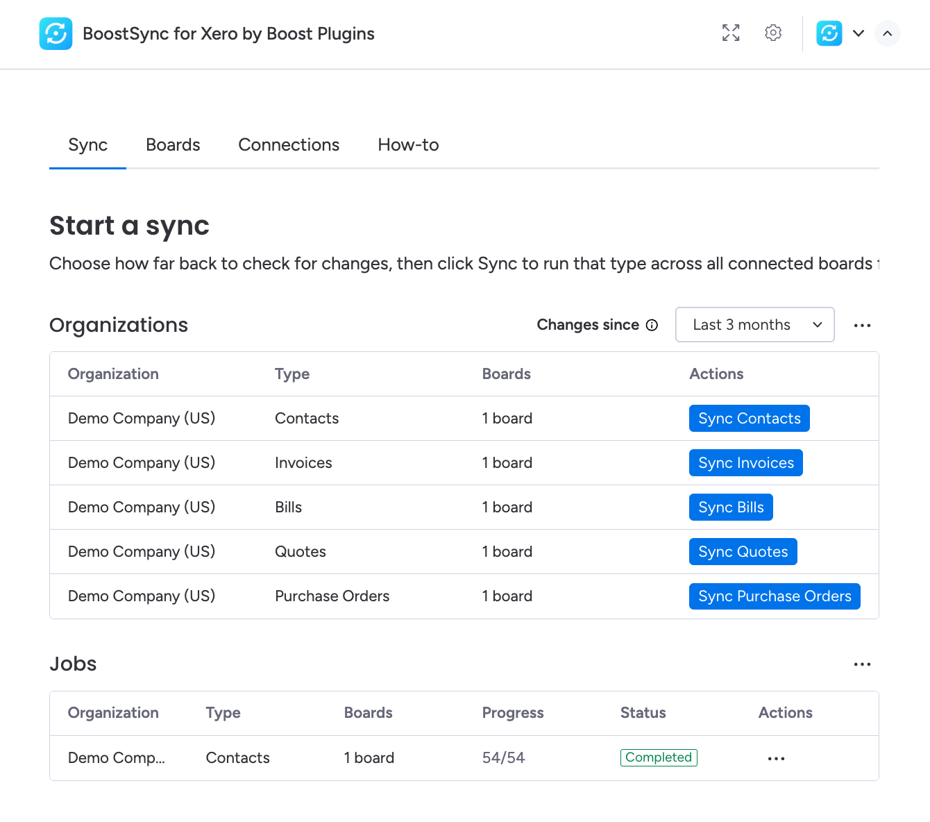BoostSync for Xero sync page