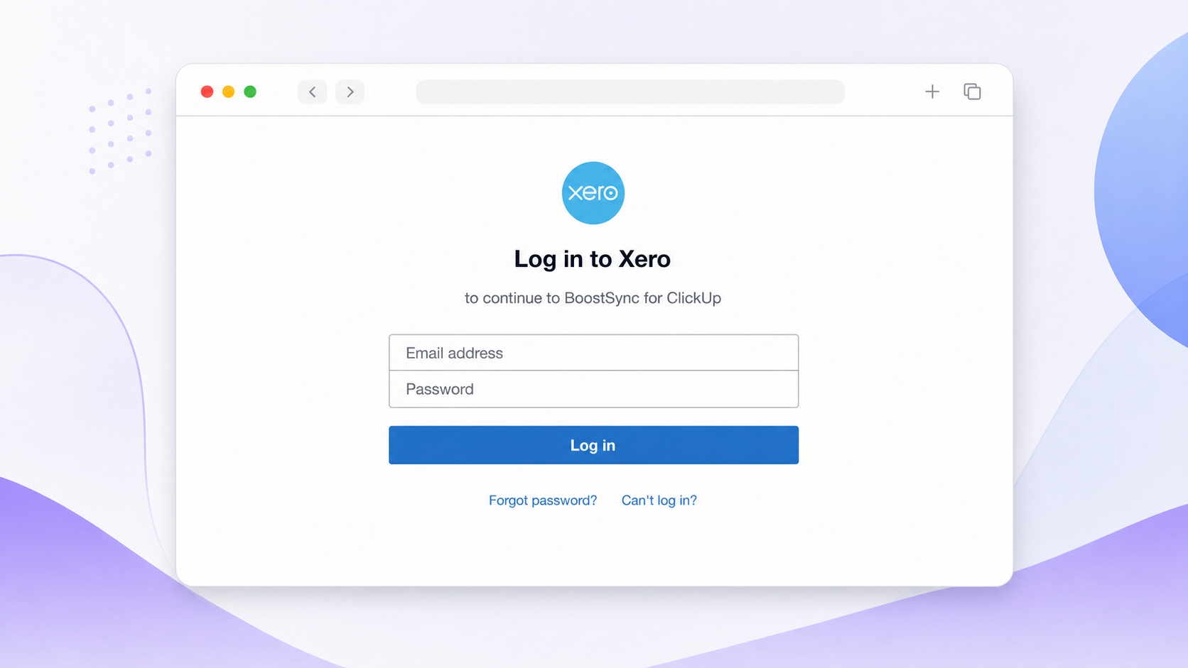 Xero account login window