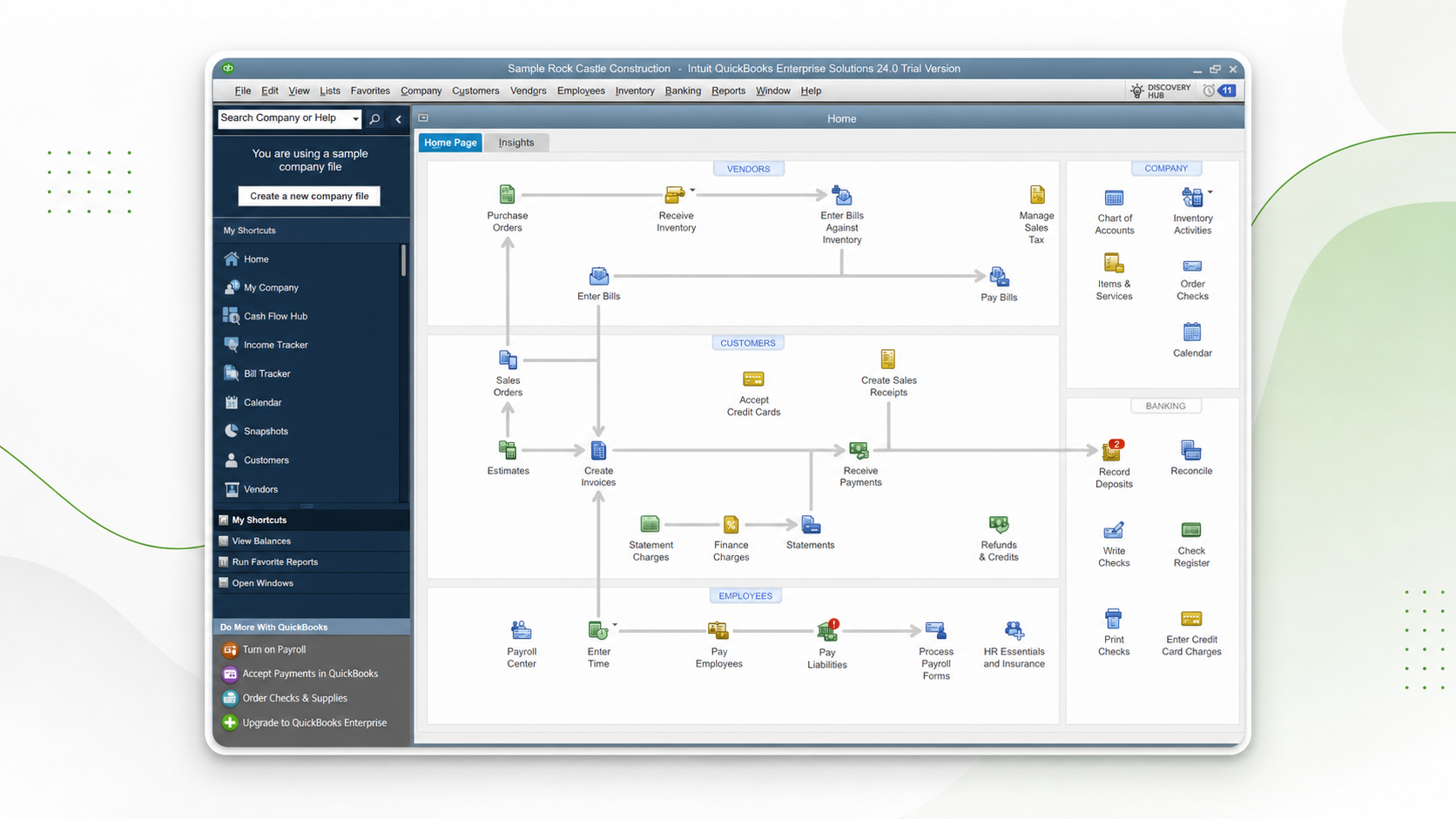 Picture of a QuickBooks Enterprise workflow diagram