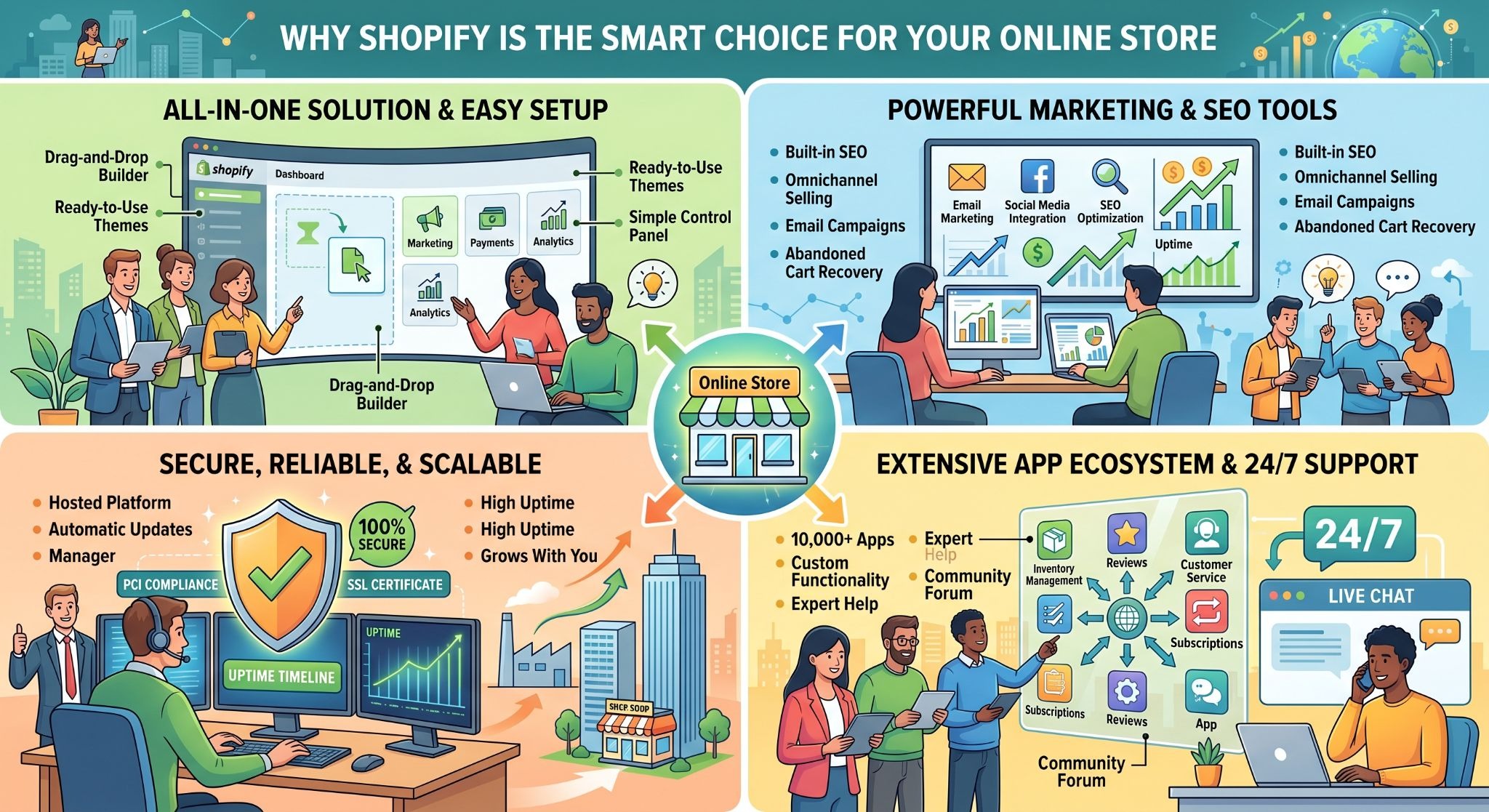 Picture of a detailed infographic explaining why Shopify is the smart choice for an online store