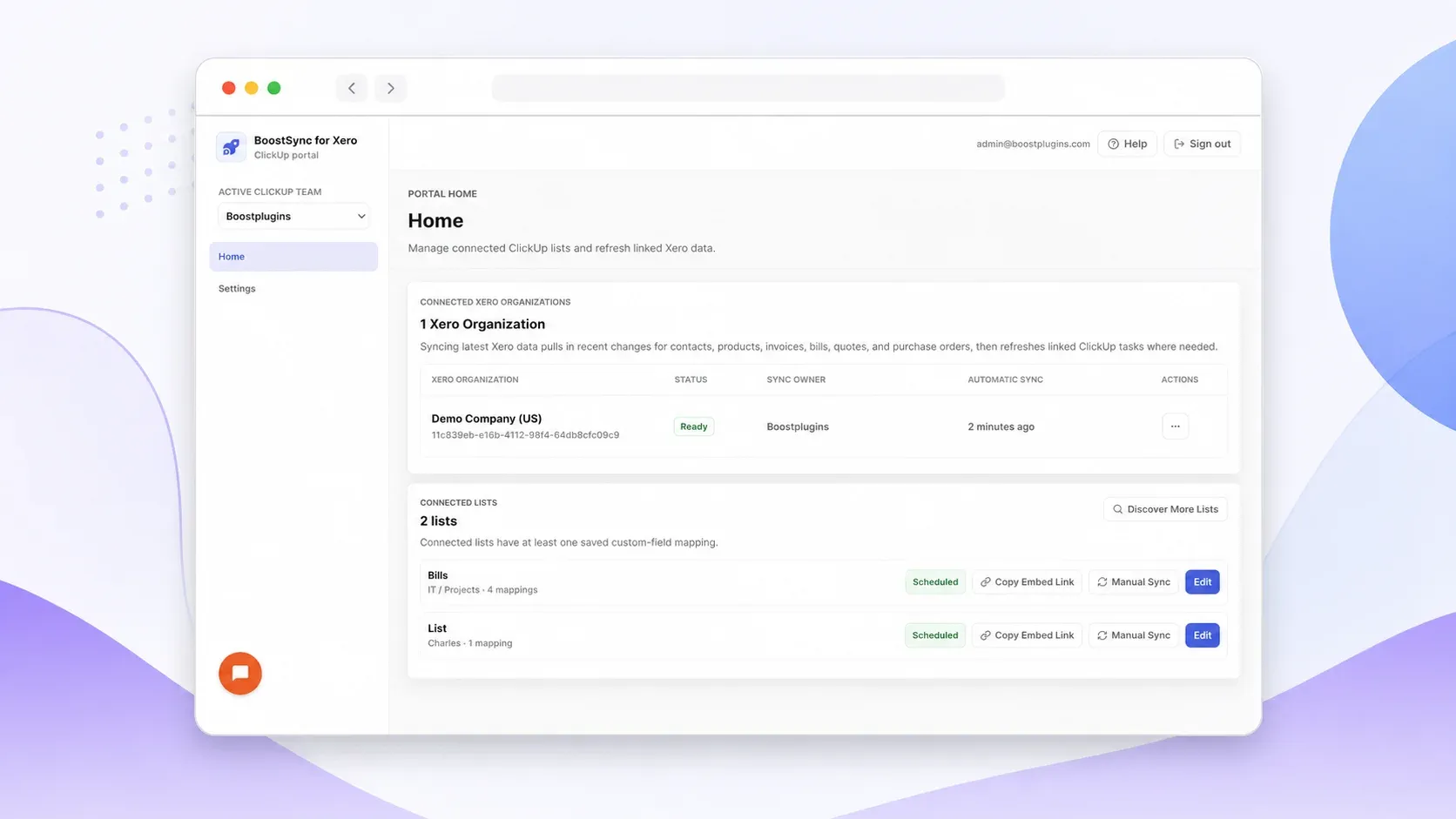 picture-of-the-boostsync-dashboard-managing-connected-xero-organizations