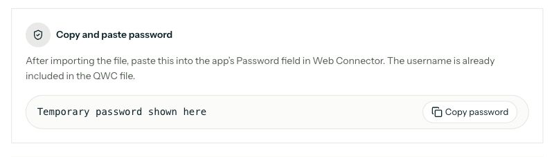 Setup page’s Copy and paste password section with the Copy password button on the right.